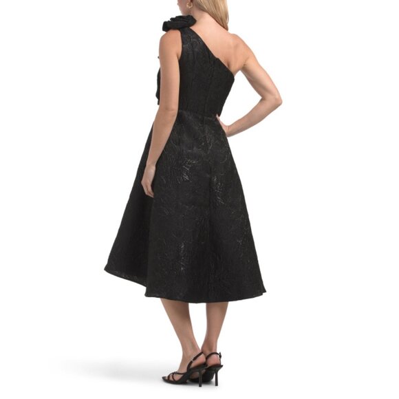 RENE BY RENE RUIZ Black One Shoulder 3d Floral Cocktail Dress - Picture 2 of 2